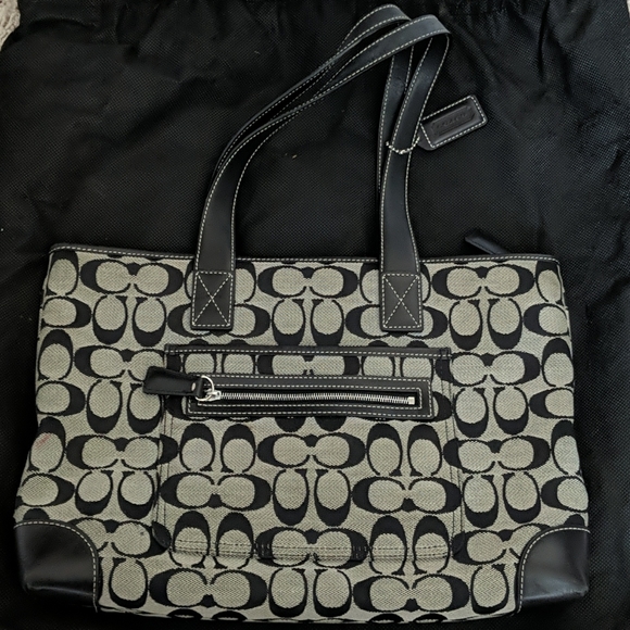 Black Canvas Coach Shoulder Bag/Tote - Picture 1 of 6